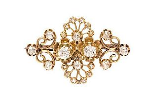 A Victorian Yellow Gold and Diamond Brooch, 2.60 dwts.