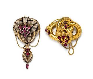 A Collection of Early Victorian Paste Knot Motif Brooches, 21.90 dwts.