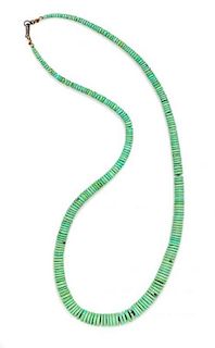 A Graduated Turquoise Bead Necklace, 22.50 dwts.