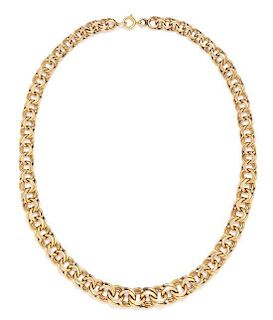 A 14 Karat Yellow Gold Graduated Double Link Chain Necklace, 26.20 dwts.