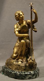 Theophile F Somme Gilt Bronze on Marble Base