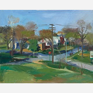 Marleen Gold Untitled View of an Intersection (Oil ca. 1980s)