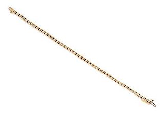 A 14 Karat Yellow Gold and Diamond Line Bracelet, 6.90 dwts.
