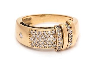 A 14 Karat Yellow Gold and Diamond Slide Ring, Sonia B., 4.60 dwts.