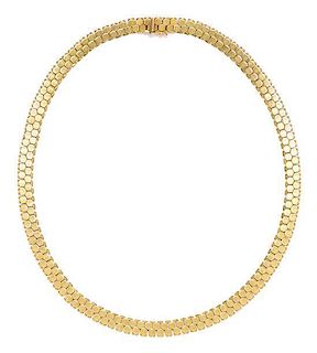 * A 14 Karat Yellow Gold Hexagonal Link Necklace, 21.80 dwts.