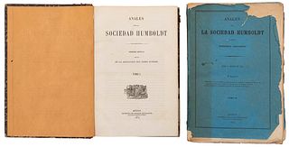 Anales de la Sociedad Humboldt. Periódico Científico. México: Imprenta de Ignacio Escalante, 1872 - 1873. Tomos I - II. Piezas: 2.