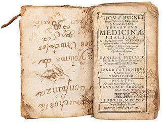 Burnet, Thomae. Thesaurus Medicinae Practicae. Venetiis - Paris: Typis Gas - Storti, 1694.