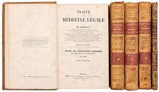 Orfila, M Traité de Médecine Légale. Paris, 1848. Tomos I - III + Atlas. 33 láminas. Piezas: 5.