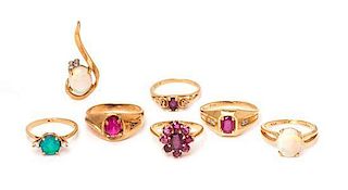 A Collection of Yellow Gold and Gemstone Jewelry, 12.70 dwts.