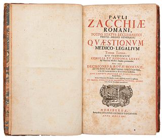 Zacchiae Romani, Pauli. Totius Status Ecclesiastici Proto - Medici Generalis, Quaestionum Medico - Legalium. Tomo III.