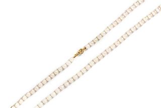 An 18 Karat Yellow Gold, Diamond and Cultured Pearl Necklace,