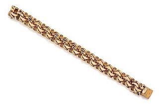 A 14 Karat Rose Gold Double Curblink Bracelet, 55.40 dwts.