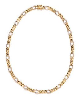 * A 14 Karat Bicolor Gold Figaro Link Necklace, 40.70 dwts.