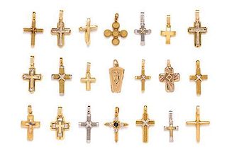 A Collection of Gold Crosses and Pendant, 80.90 dwts.