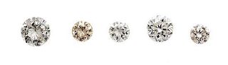 * A Collection of Five Loose Round Brilliant Cut Diamonds,