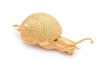 A 14 Karat Yellow Gold Snail Pin, 6.50 dwts.