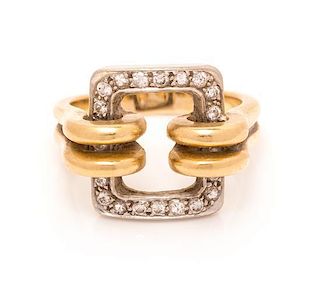 A Bicolor Gold and Diamond Ring, 5.70 dwts.