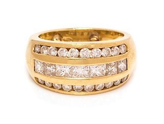 An 18 Karat Yellow Gold and Diamond Ring, 7.00 dwts.