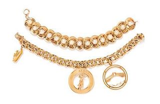 A Collection of Yellow Gold Bracelets, 49.50 dwts.