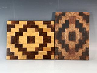 TWO CUTTING BOARDS WITH GEOMETRIC DESIGNS