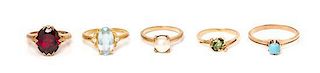 A Collection of Gold and Gemstone Rings, 9.80 dwts.
