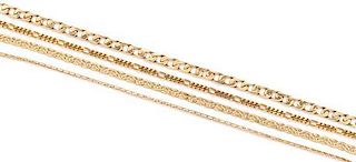 A Collection of 14 Karat Yellow Gold Chains, 62.80 dwts.