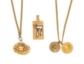 A Collection of Yellow Gold Charm Pendants, 27.30 dwts.