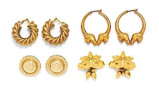 * A Collection of Yellow Gold Earrings, 46.00 dwts.