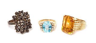 A Collection of Gold and Gemstone Rings, 13.40 dwts.