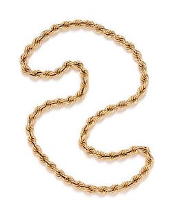 A Yellow Gold Rope Link Necklace, 43.00 dwts.