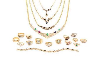 A Collection Yellow Gold and Multigem Jewelry, 103.10 dwts.