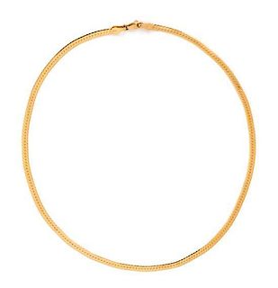 A 14 Karat Yellow Gold Herringbone Chain Necklace, 4.90 dwts.