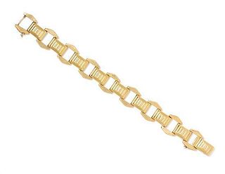 * A 14 Karat Yellow Gold Geometric Link Bracelet, 14.25 dwt.