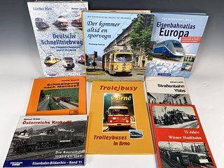 8 FOREIGN LANGUAGE BOOKS ON TRAINS, TROLLEYS, RAILWAYS 3 SEALED
