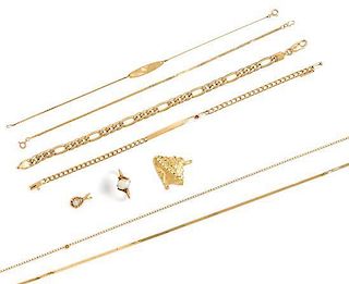 * A Collection of Yellow Gold Jewelry, 18.50 dwts.
