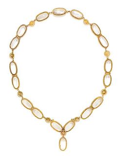 An Arts and Crafts Yellow Gold and Moonstone Necklace, 22.20 dwts.