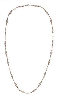 A Platinum, Diamond and Seed Pearl Necklace, 5.80 dwts.