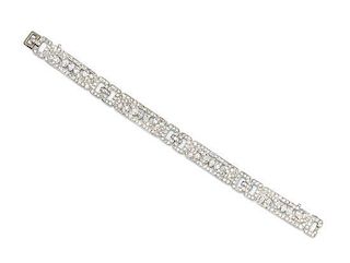 An Art Deco Platinum and Diamond Bracelet, 14.50 dwts.