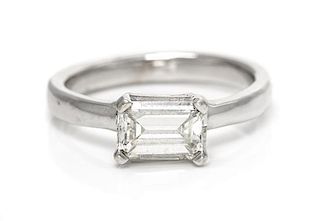A White Gold and Diamond Solitaire Ring, 3.70 dwts.