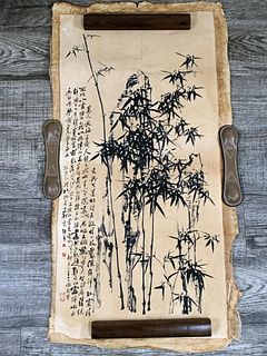 SERENE BAMBOO GROVE ANTIQUE CHINESE SCROLL