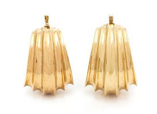 * A Pair of Retro Yellow Gold Earclips, George Schuler, 7.10 dwts.