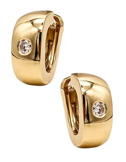 Mauboussin Paris Pair Of Huggie Earrings In Solid 18Kt Gold With Diamonds