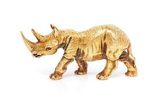 * An 18 Karat Yellow Gold and Ruby Rhinoceros Brooch, Tiffany & Co., 19.10 dwts.