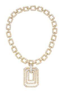 An 18 Karat Yellow Gold and Diamond Necklace with Detachable Pendant, 66.80 dwts.