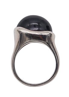 Tiffany Co. Elsa Peretti Sculptural Ring in .925 Sterling Silver With 15.80 Cts Black Jade