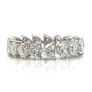 18K White Gold 5.00 Ct. Heart-shape Diamond Eternity Ring