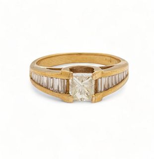 .50ct Diamond, 14K Yellow Gold, Ring, Diamond Baguettes, Size 7 5g