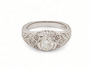 Brilliant Diamond (.84ct.) I-2, H Color, 18K White Gold Ring, Size 6, 6.5g