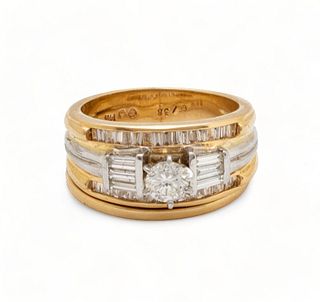 Diamond Engagement Ring 1ct Total Weight, 14K Gold + Band, 2 pcs Size: 6.75