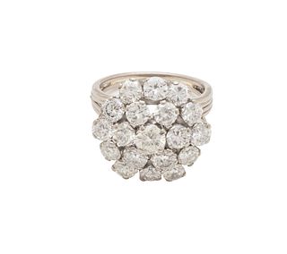 Diamond Cluster Ring, Platinum. Size 7, Ca. 1940, 8g